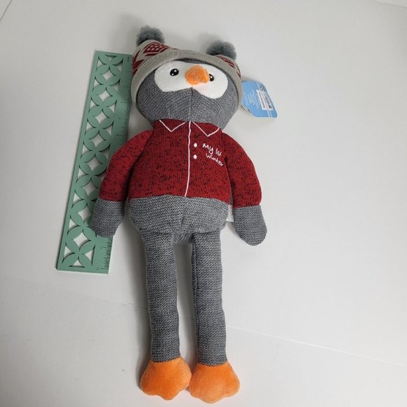 Spark Create Imagine Knit Owl Plush Christmas My First Winter Rattle Crinkle 18" - Picture 11 of 15
